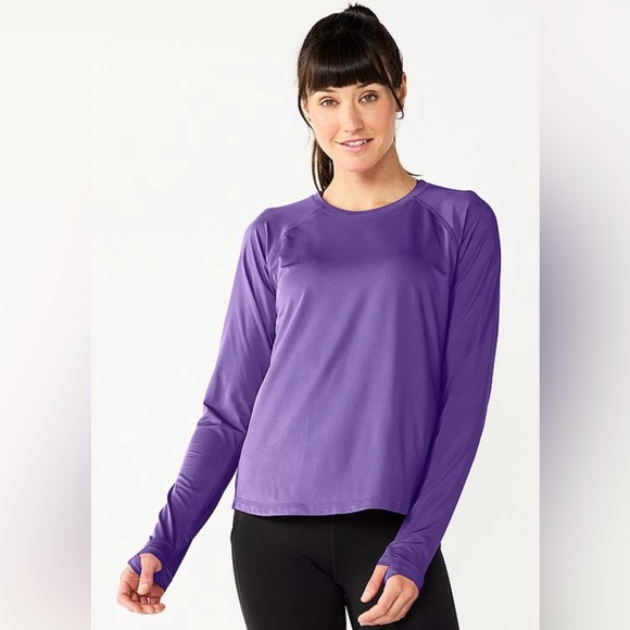 NWT - Tek Gear Women's Purple Performance Long Sleeve Tee - Picture 2 of 5